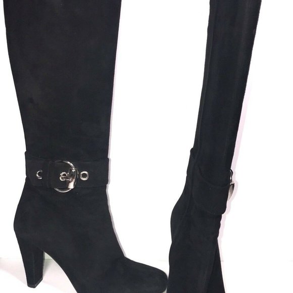 Gucci knee-high boots black suede 18” Women's Size - Picture 1 of 8